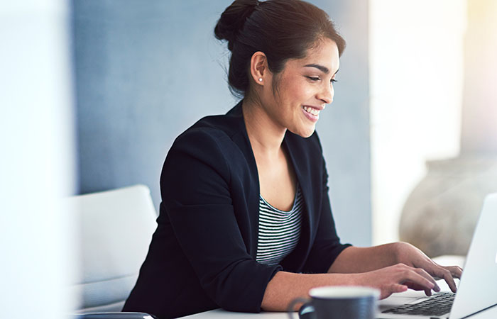 Woman working at laptop